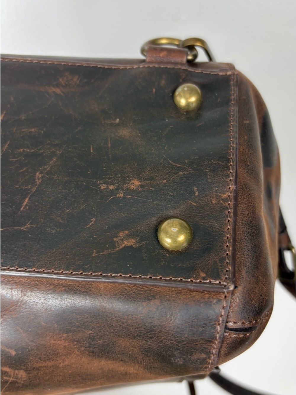 Rachel Roy Distressed Leather Drawstring Backpack Tote - Dark Brown - Picture 9 of 11